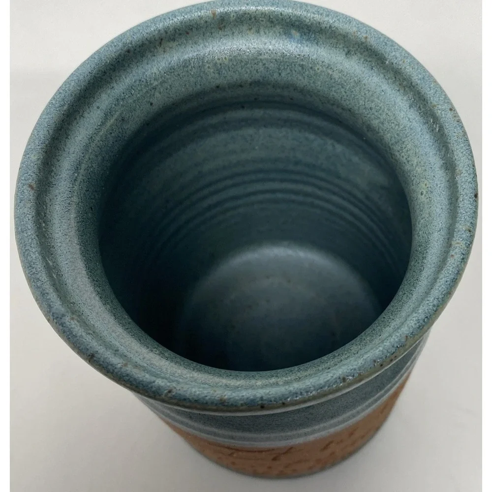 Handmade Stoneware Quote Jar Candle Storm Design Made in USA 6.5x4 Stamped